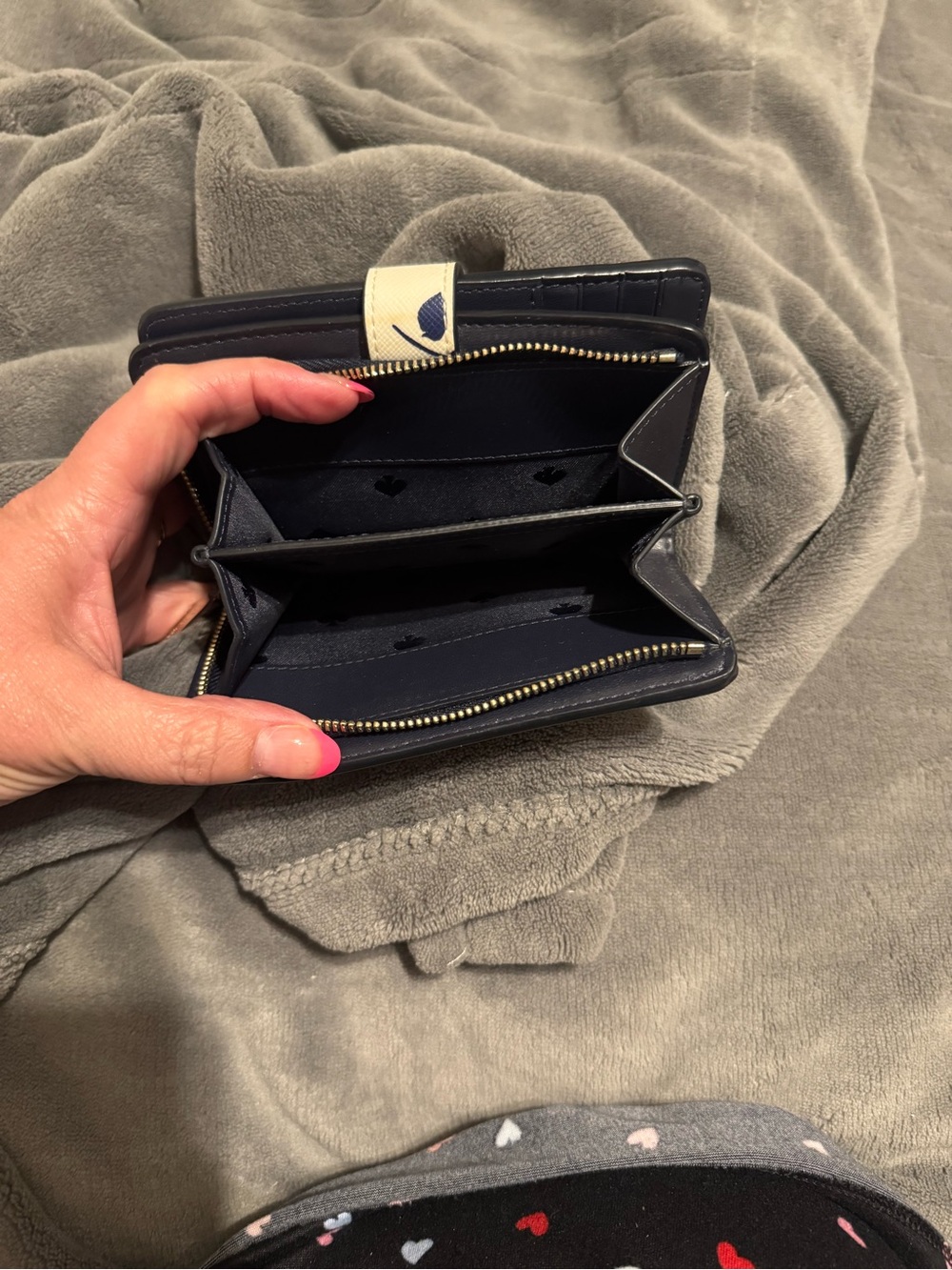 kate spade cream floral zip-around wallet with pink & navy accents - Picture 5 of 5